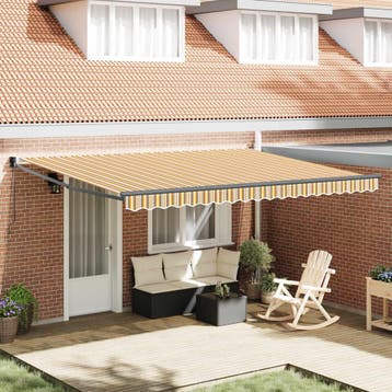 vidaXL Uitschuifbare luifel Meerkleurig 450 × 300 cm, Tuin en Terras, Zonneschermen, Verzenden, Nieuw