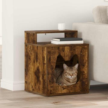vidaXL Kattenhuis Gerookt eiken 42,5 x 40 x 53,5 cm Bewerkt, Verzenden