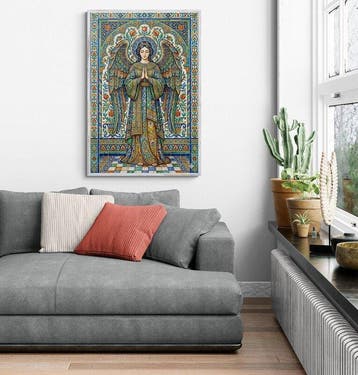 CREATIVE_HUB - Green and blue Angel praying on sevilla tiles