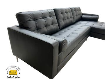 Hoekzetel zwart in skai leder, hoek L/R – overstock, Verzenden, Nieuw
