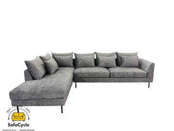 Hoekzetel grijs in fluweel, hoek L – overstock, Verzenden