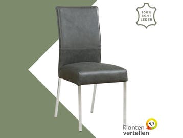 Leren eetkamerstoel Real - Vintage Grey (grijs) - Poten, Huis en Inrichting, Stoelen, Nieuw, Ophalen of Verzenden, Industrieel, Modern