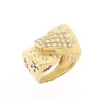 Gouden ring met zirconia, 18 tot 19, Gebruikt, Overige kleuren, Ophalen of Verzenden