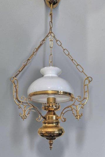 Kroonluchter - Sensationele Regency Hanglamp - Messing, Glas, Maison & Meubles