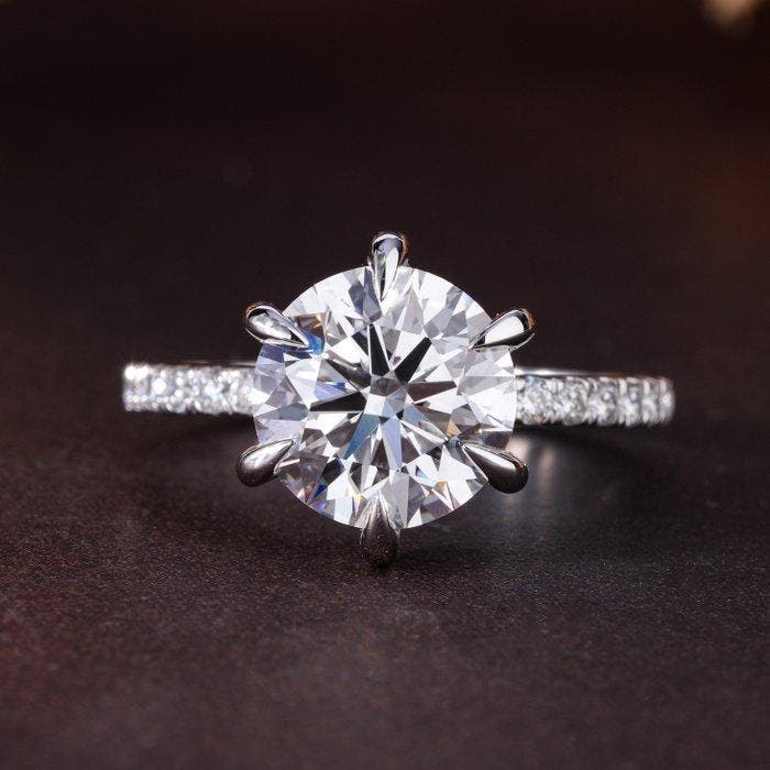 Bague de fiançailles - 14 carats Or blanc - 3.65ct. tw., Handtassen en Accessoires, Antieke sieraden