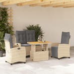 vidaXL 4-delige Tuinset met kussens poly rattan beige, Verzenden, Nieuw, Tuinset