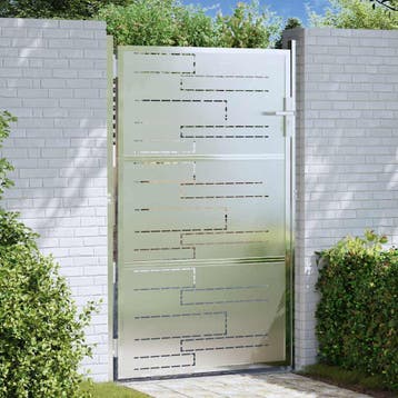 vidaXL Tuinpoort 85 x 144 cm Roestvrij staal zilver, Verzenden