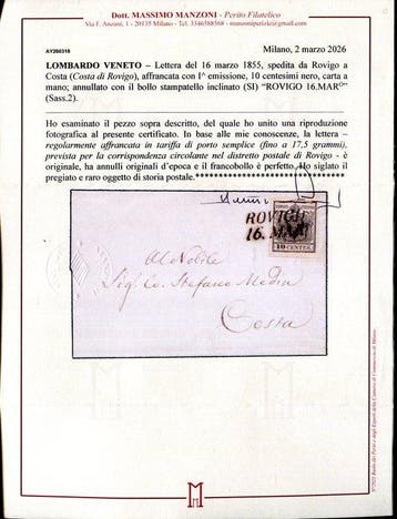 Italiaanse oude staten - Lombardije Venetië 1850 - 10 cent, Gestempeld
