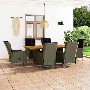 vidaXL 7-delige Tuinset met kussens poly rattan bruin, Verzenden, Nieuw, Tuinset