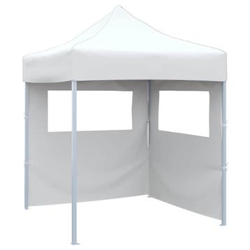 vidaXL Partytent met 2 zijwanden inklapbaar 2x2 m staal wit, Verzenden, Nieuw