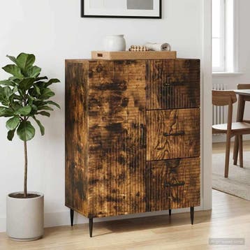 vidaXL Dressoir Gerookt eiken 66 x 34,5 x 89,5 cm Bewerkt, Verzenden, Nieuw