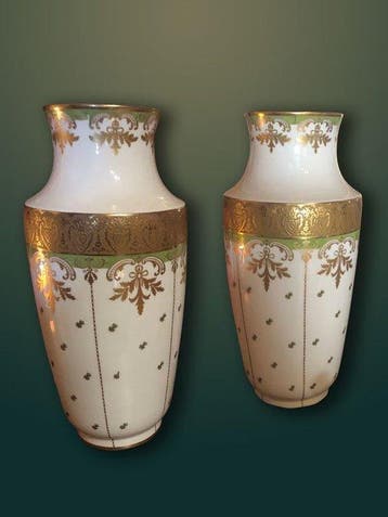 Vaas (2) - Porselein - Paar Limoges-vazen, Antiek en Kunst