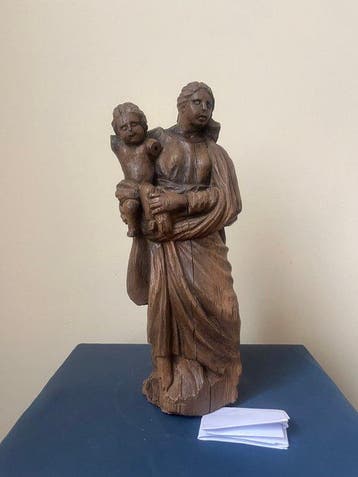 Sculpture, Maria met Kind - 32.5 cm - Chêne