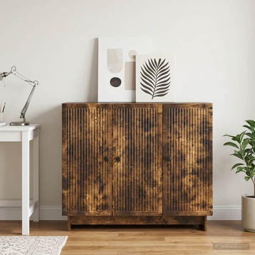 vidaXL Dressoir Gerookt eiken 89 x 34,5 x 80 cm Bewerkt hout, Huis en Inrichting, Verzenden, Nieuw