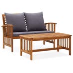vidaXL 2-delige Loungeset met kussens massief acaciahout, Verzenden, Nieuw, Loungeset