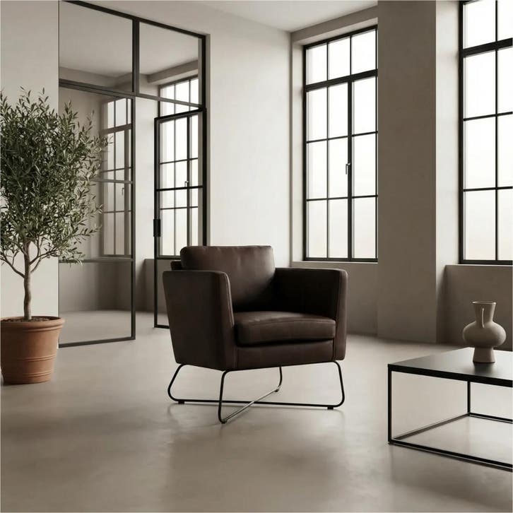 Set van 2 Leren fauteuils Club - Rancho Brown (bruin), Maison & Meubles, Fauteuils, Enlèvement ou Envoi