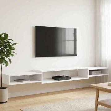 vidaXL Wand gemonteerd TV Kast Muurmontage Wit 220 x 28 x 21, Huis en Inrichting, Verzenden, Nieuw