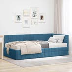 vidaXL Hoekbedframe met Matras met hoofdeinde 2 pcs Blauw, Huis en Inrichting, Slaapkamer | Bedden, Verzenden, Nieuw