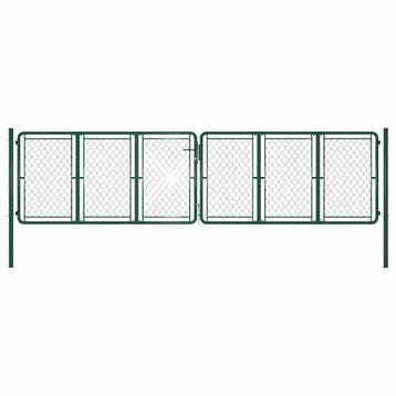 vidaXL Tuinpoort staal 400x125 cm groen, Tuin en Terras, Verzenden, Nieuw