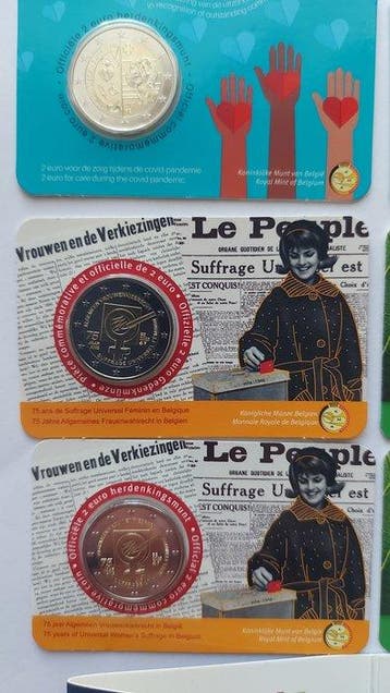 België. 2 Euro 2007/2023 (7 coincards) (Zonder minimumprijs)
