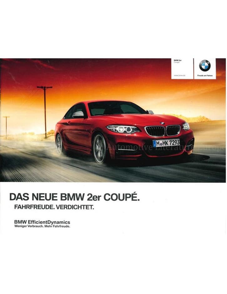 2013 BMW 2 SERIE COUPÉ BROCHURE DUITS, Livres, Autos | Brochures & Magazines, Enlèvement ou Envoi