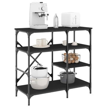 vidaXL Bakkersrek 90x40x84 cm bewerkt hout en metaal zwart, Verzenden
