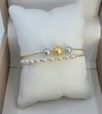 Bracelet - 18 carats Or jaune - Perles Akoya de 4 × 8,5 mm