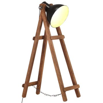 vidaXL Vloerlamp E27 massief mangohout zwart, Verzenden, Nieuw