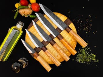 Keukenmes - Kitchen knife set - 586 - Staal, Hout,
