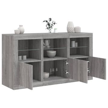 vidaXL Dressoir met LED-verlichting 123x37x67 cm grijs, Verzenden