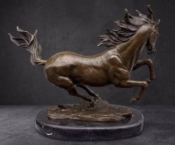 Beeld, Exclusief bronzen sculptuur van een paard 38.5 cm /