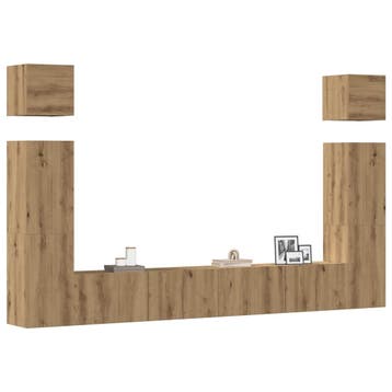 vidaXL 6-delig Tv-meubelset wandmontage bewerkt hout, Maison & Meubles, Verzenden