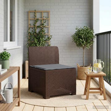 vidaXL Eén-zits Tuin Sofa met Kussen Rieten Look PP Bruin, Verzenden, Nieuw