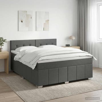 vidaXL Boxspringbed met matras Donkergrijs 160 x 200 cm Stof, Verzenden, Nieuw