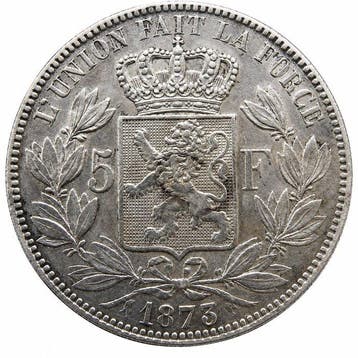 België. Leopold II. 5 Francs 1873 (Zonder minimumprijs)
