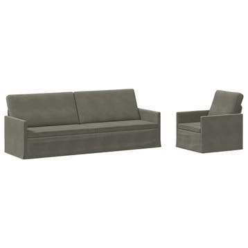 vidaXL bank / zetelstel 2 pcs Lichtgrijs Corduroy stof, Verzenden