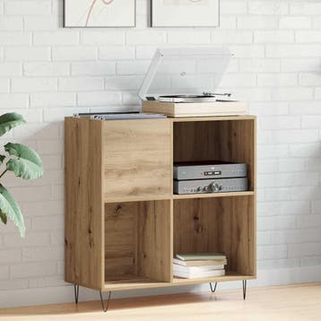 vidaXL Platenkast artisanaal eikenkleurig 85 x 38 x 89 cm, Huis en Inrichting, Woonaccessoires | Cd- en Dvd-rekken, Verzenden