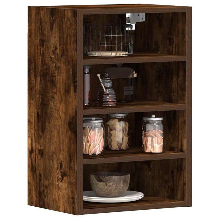 vidaXL Bovenkast Riga 40x29,5x60 cm bewerkt hout gerookt, Huis en Inrichting, Kasten | Overige, Nieuw, Verzenden