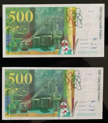 Frankrijk. - 2 x 500 Francs 1994 - Pick 160 (Zonder