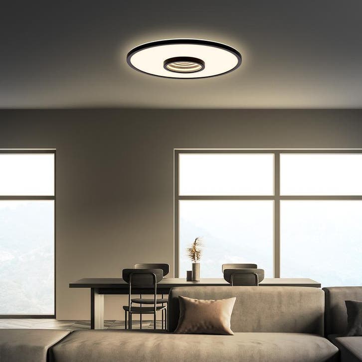 Ronde led plafondlamp met tunneleffect - zwart - Ø 42 x 4 cm, Huis en Inrichting, Lampen | Plafondlampen, Nieuw, Verzenden