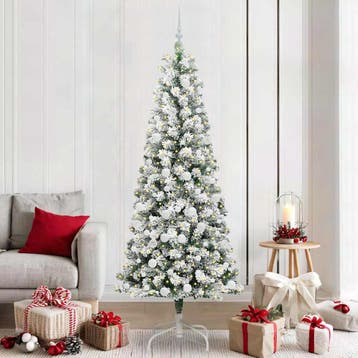 vidaXL Kunstmatige Hinged Kerstboom 300 LEDs Groen en Wit, Verzenden, Nieuw