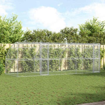 vidaXL Hondenhok 3 st zilver 6 x 2 x 2 m Verzinkt staal, Dieren en Toebehoren, Verzenden, Nieuw