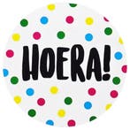 Fako Bijoux - 30x Sticker Hoera! - Gekleurde Stippen -, Verzenden