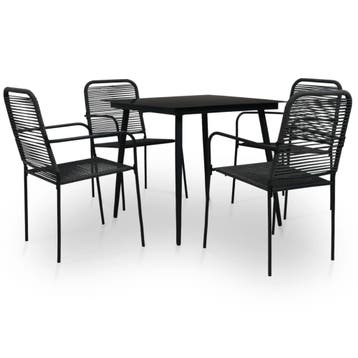 vidaXL 5-delige Tuinset katoenen touw en staal zwart, Verzenden, Nieuw, Tuinset