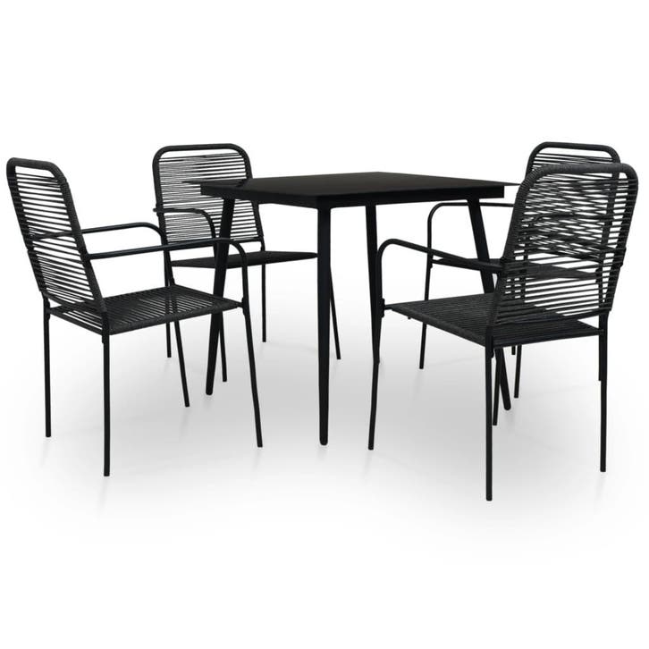 vidaXL 5-delige Tuinset katoenen touw en staal zwart, Tuin en Terras, Tuinsets en Loungesets, Tuinset, Nieuw, Verzenden