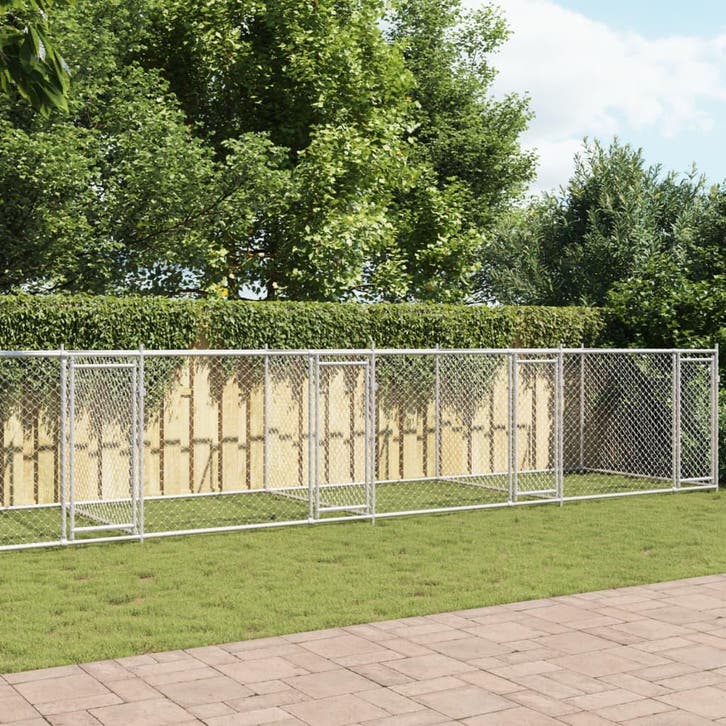 vidaXL Hondenhok met deuren 10x2x1,5 m gegalvaniseerd staal, Dieren en Toebehoren, Hondenbenches, Nieuw, Verzenden