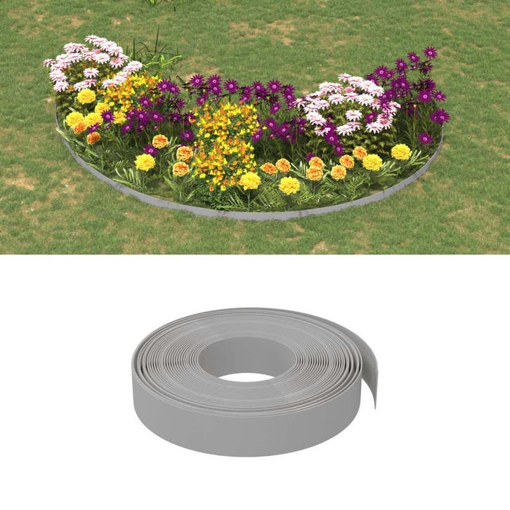 vidaXL Tuinranden 3 st 10 m 10 cm polyetheen grijs, Jardin & Terrasse, Traverses & Bordures, Envoi