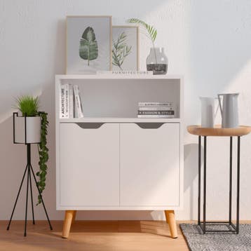 vidaXL Dressoir 60x30x72 cm bewerkt hout hoogglans wit, Verzenden