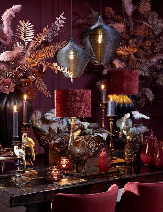 2dekans | Light & Living - Lampenkap RUBY - Ø30x21cm - Rood, Huis en Inrichting, Lampen | Overige, Ophalen of Verzenden