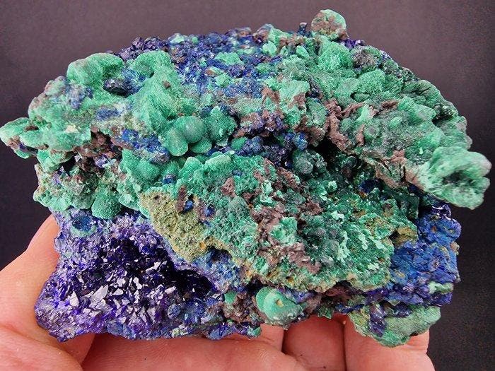azuriet En malachiet, grote stukken - Hoogte: 85 mm -, Verzamelen, Mineralen en Fossielen